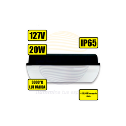 Arbotante de forma rectangular de 20W Blanco cálido (1135)