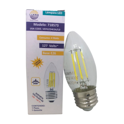 Foco tipo vela LED (VEFILED4E26/BC)