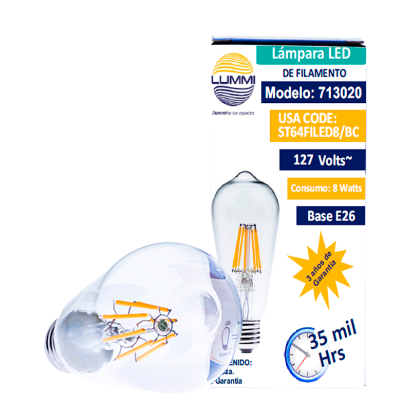 FOCO Vintage T/PERA FILAMENTO LEDS 8W ( ST64FILED8/BC )
