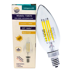 Foco tipo vela filamento LED (VEFILED4E12/BC)