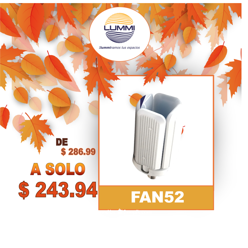 Foco tubular tipo ventilador led 52W (FAN52)