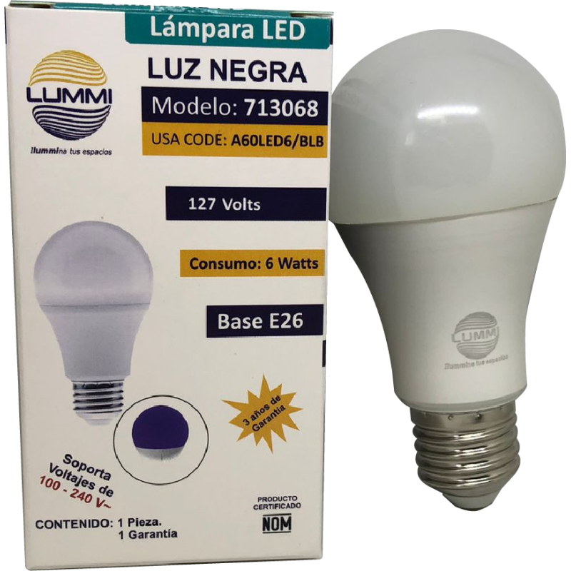 Foco LED 6W Luz Negra (A60LED6/BLB)