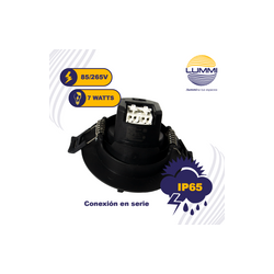 Luminaria LED dirigible de empotrar redonda de 7W  - Negro (1611)