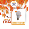 Lámpara tipo bombilla A60 LED dimmeable de 9W (A603DIM9/LD)