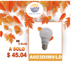 Lámpara tipo bombilla A60 LED dimmeable de 9W (A603DIM9/LD)