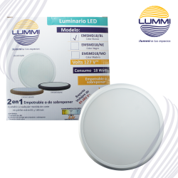 Luminaria LED de empotrar o sobreponer 18W BLANCO (EMSMD18/BL)