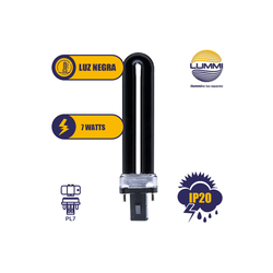 Lámpara Fluorescente 7W tipo 1U Luz negra (PL7BLB)